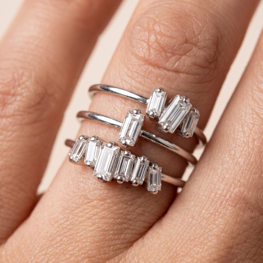 Baguette Cluster Ring Set